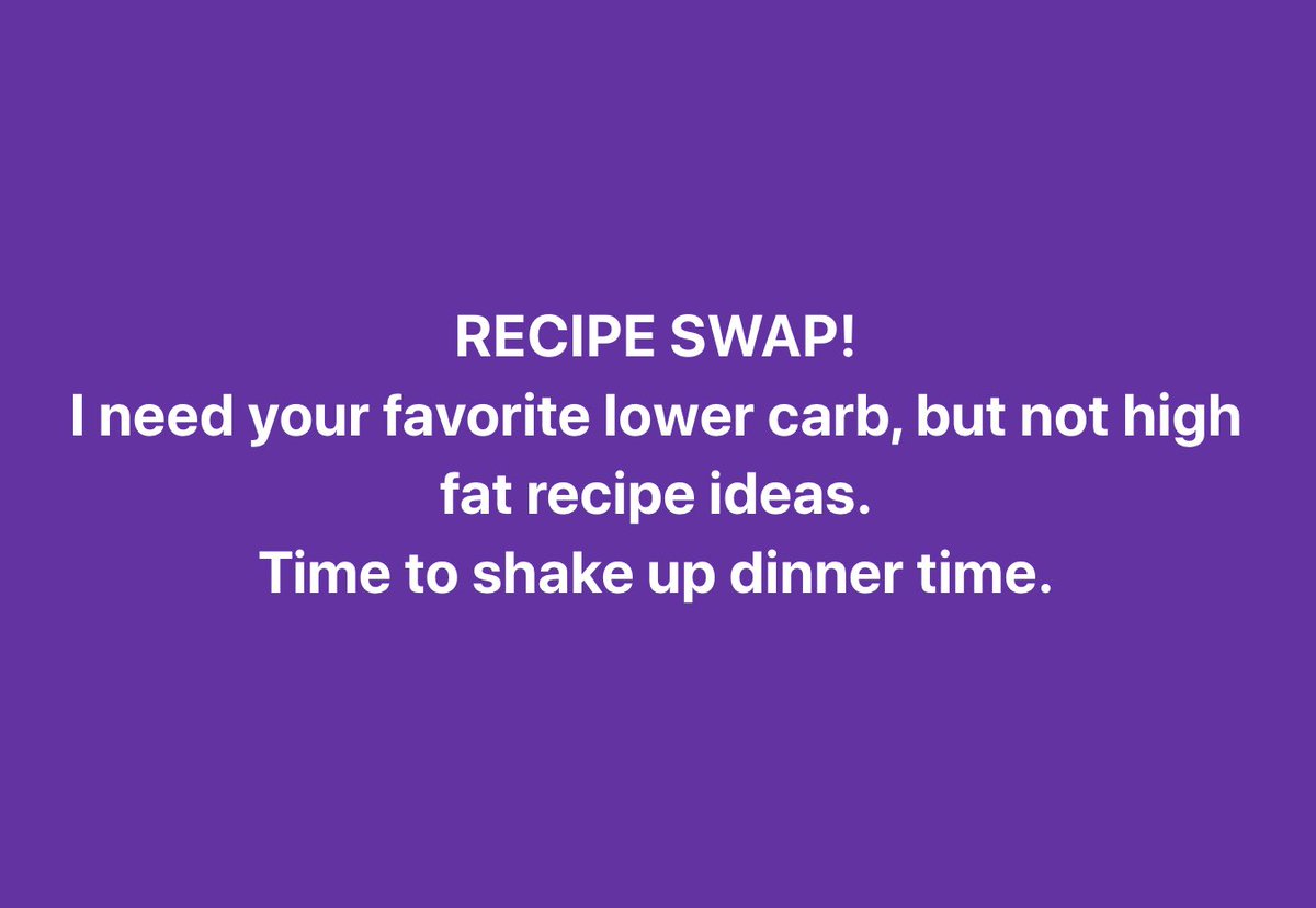 Can't wait to hear what you have for this! #RecipeSwap #lowcarb #lowfat #letseat @happytrailshike
