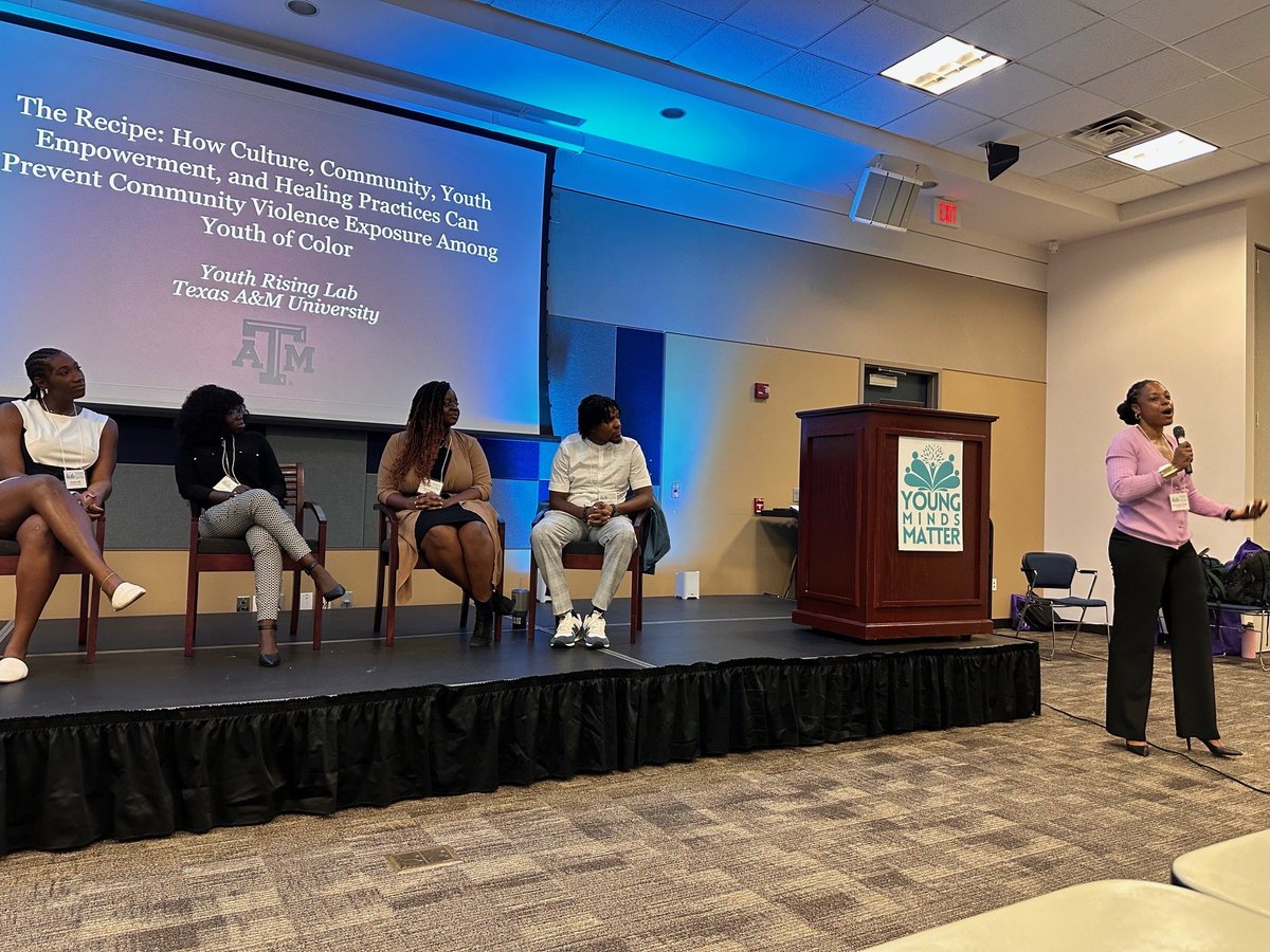 YouthRisingLab's tweet photo. Earlier this week .@drgaylordharden and members of @YouthRisingLab had the opportunity to present at #youngmindsmatter23 on cultural protective factors for youth of color exposed to community violence. We are thankful to @HoggFoundation &amp; @preventioninst for the opportunity! https://t.co/B090Ch1zpN