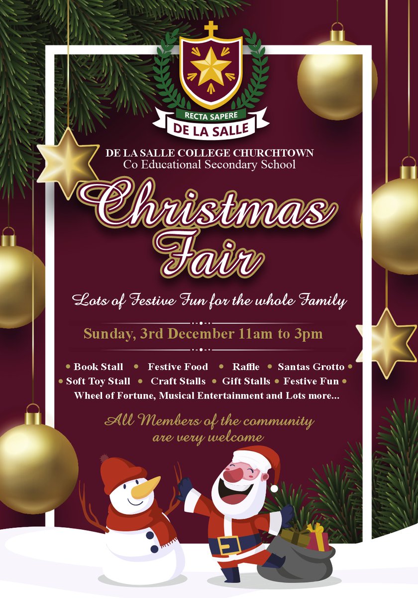 Our 2023 Christmas Fair takes place on Sunday, December 3rd from 11am to 3pm. In preparation for this festive extravaganza we are calling on members of the community to make donations, parents, students, neighbours, past pupils, local businesses, friends of the College 🙏