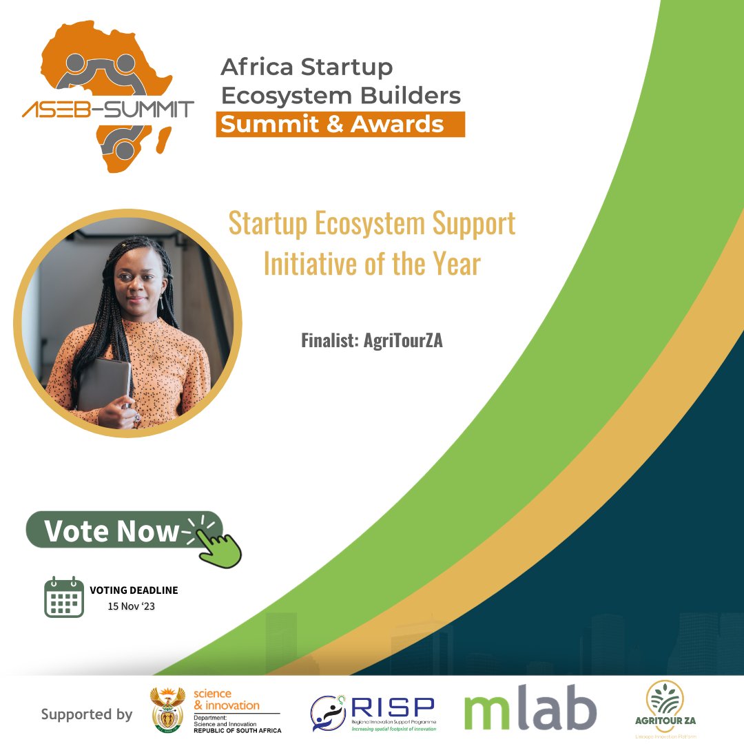 mlabsa's tweet photo. We're thrilled to announce that our startup support programme @AgriTourZA is a finalist for the 2023 ASEB Awards in the Startup Ecosystem Initiative of the Year category.
Please help us bag this award by voting on this link ⬇: https://t.co/pA7Uzj4Ti4💚
#ASEBAwards #AgritourZA https://t.co/q9BWn0twO5