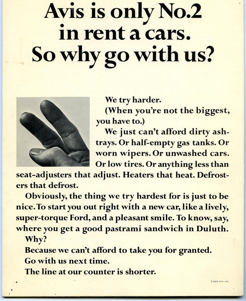 NiallRatcliffe's tweet photo. The greatest creative advertiser of all time:

Bill Bernbach.

He's the man behind the infamous VW campaigns.

Yet, no one talks about him.

I spent the last 2 weeks researching his work.

Here are 5 of his best lessons (that will make you a better marketer) ↓

✏️ Lesson 1: Not Standing Out Is Advertising Suicide

Many advertisers prioritise hitting KPIs over creating unique ads that have an impact.

Bernbach disagreed, he said:

“In advertising, not to be different is virtually suicidal."

✏️ Lesson 2: What Motivates, Sells

Bernbach said, great advertisers...

“Know the reader reads with his ego, his emotions, his prejudices, his urges, and his aspirations, and he plots with his brain to rationalise the facts until they become the tools of his desire.”

✏️ Lesson 3: Be Honest

Bernbach once ran a campaign saying his client was 2nd best.

Yet it was one of his most successful ever.

Why? It was honest.

✏️ Lesson 4: Ads Are More Than Just Words

Bernbach is most well-known for his Volkswagen campaigns.

Today, 30 years after his death the ads still go viral online.

Why?

They hook you with the creative just as much as the copy.

✏️ Lesson 5: Treat Advertising Like An Art

Bernbach wasn’t interested in doing what works, he was interested in doing what hasn’t been done.

He said, “The essence of impact is saying things the way they were never said before”

----

Want to learn more marketing lessons from the greats?🌱

Follow me @NiallRatcliffe :)