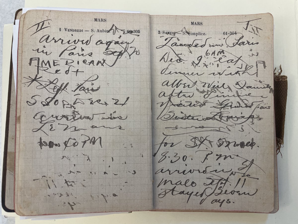 CofCSpecColl's tweet photo. These journal entries from Edwin Pearlstine’s time “Over There” during the First World War were written only a few months apart. The first entry was written just after his arrival in Europe in the spring of 1918 &amp; the second shortly after his time on the Ypres Front. #VeteransDay https://t.co/n8n1J85mA8