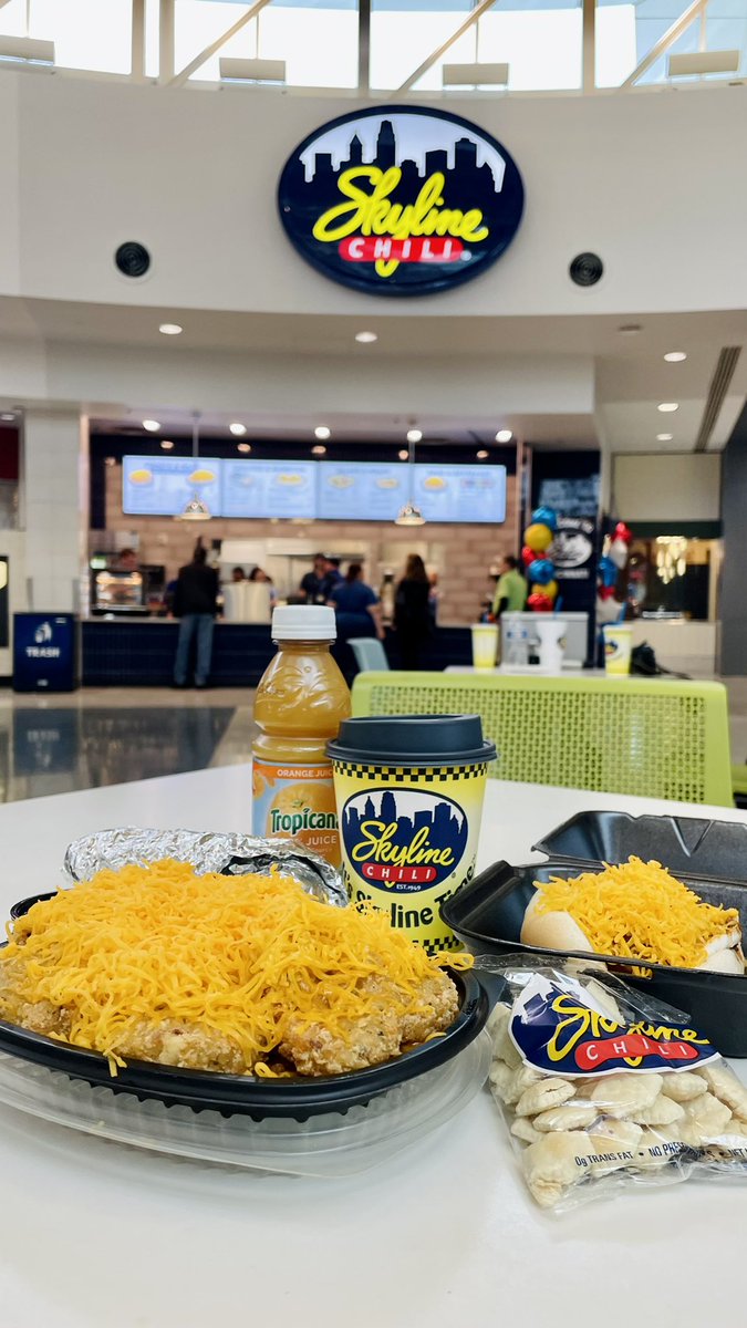 It’s finally here! Skyline Chili has LANDED at <a href="/CVGairport/">CVG Airport</a> and is open to serve all travelers passing through Concourse B.🛬 P.S. If you’re an early flyer check out our new breakfast menu! We will be serving breakfast from 4AM – 10:30AM and lunch/dinner all day! Even