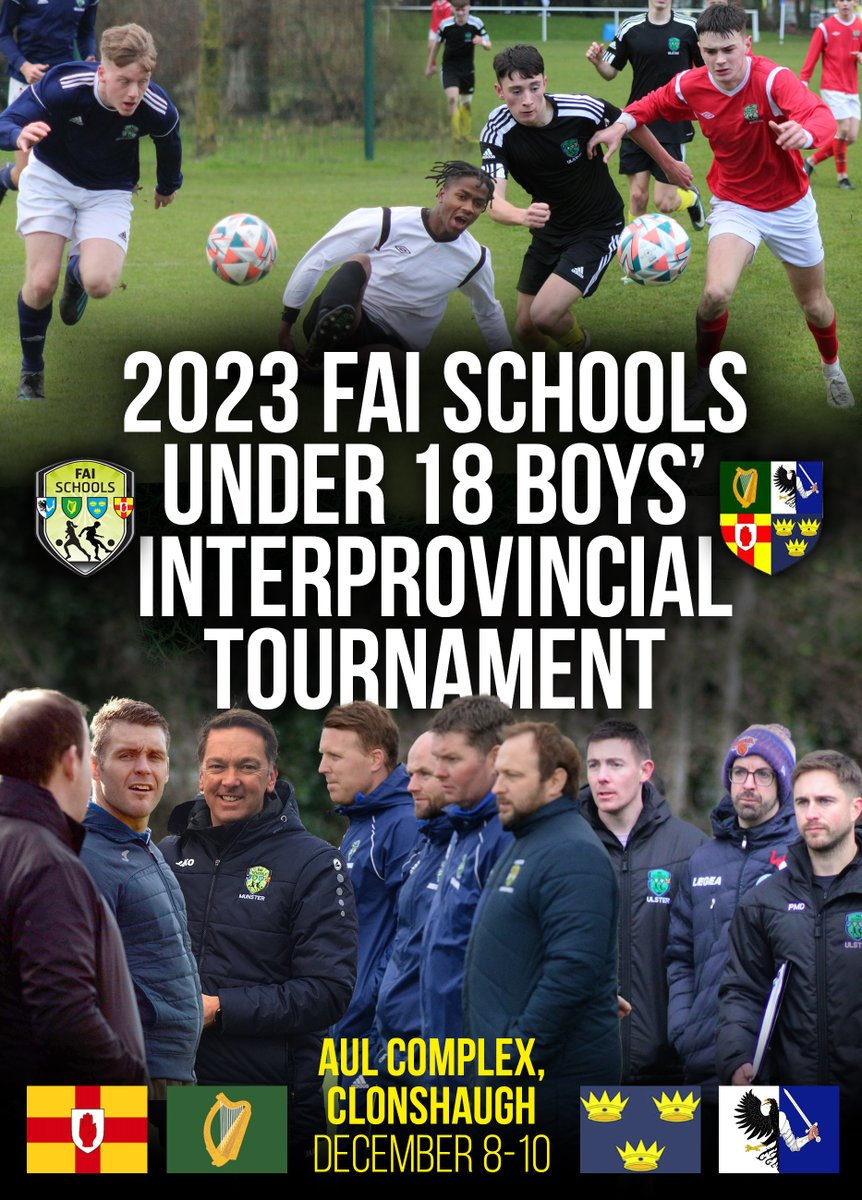 👉 2⃣0⃣2⃣3⃣ #InterprovincialTournament

⚽️ The best 68 scholars will compete over 3 days to secure the Provincial honours

📍 AUL Complex

🏆 A look at their last success in this tournament

🔙 2⃣0⃣2⃣2⃣ Munster
🔙 2⃣0⃣2⃣1⃣ Connacht
🔙 2⃣0⃣1⃣9⃣ Leinster
🔙 2⃣0⃣1⃣6⃣ Ulster