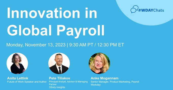How will #AI impact the future of #payroll? Tune in to our next #WDAYChats on November 13th at 9:30am PT. #TeamWDAY bit.ly/3MCtxOw
