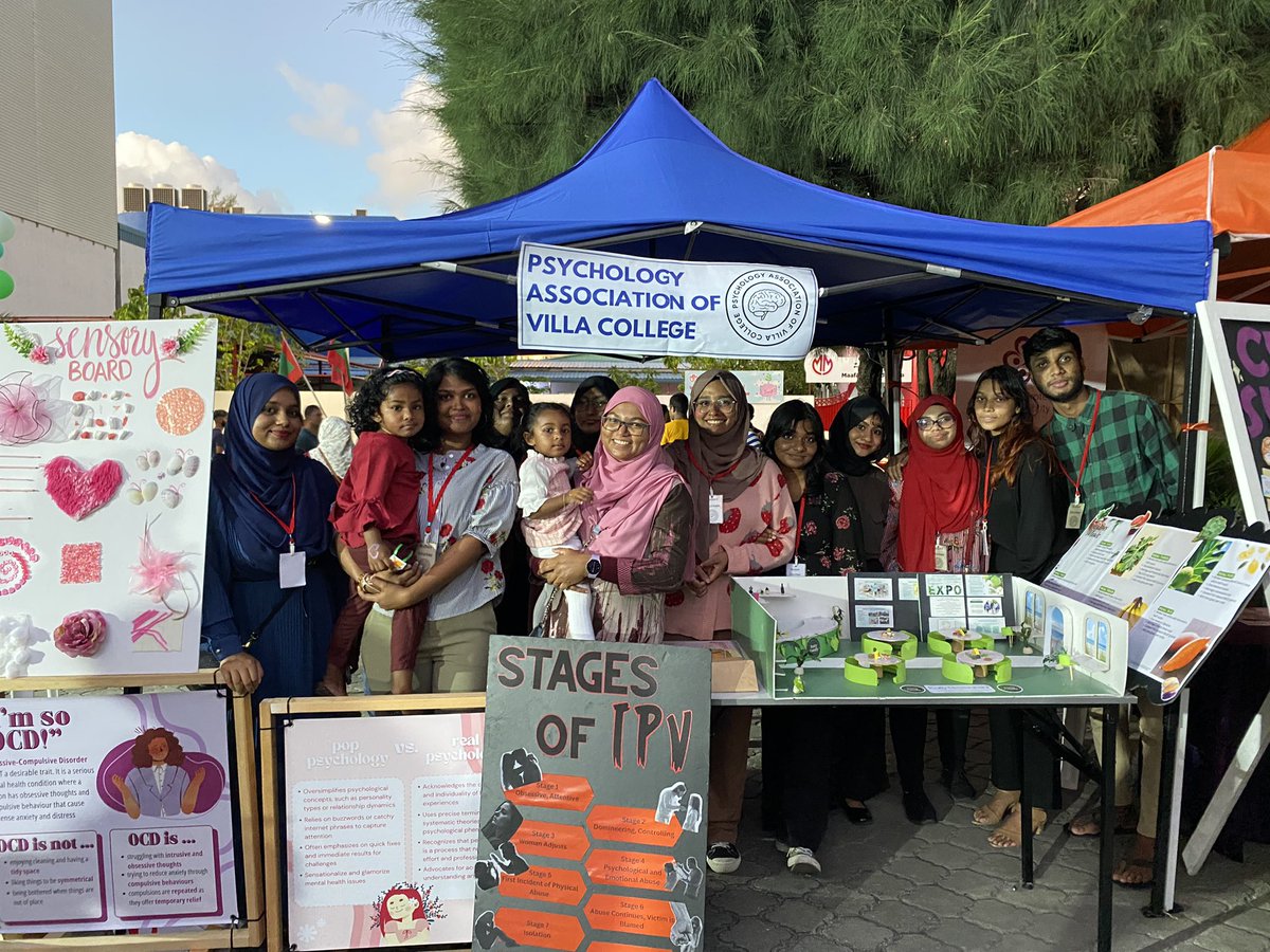 VillaCollegeMv's tweet photo. Psychology Association of Villa College participated in the Open Day for Mental Health Awareness organised by the Ministry of Youth held at Social Center today.

Our distinctive stall featured entertaining psychology games, engaging activities, informative models, and socially impactful awareness posters.

Among the NGO’s and private psychotherapy institutes/centers that participated, our Psychology Association stood out as the sole student body present at this significant event.

This event was held to create awareness about mental health and guide people to get appropriate help during difficult times.