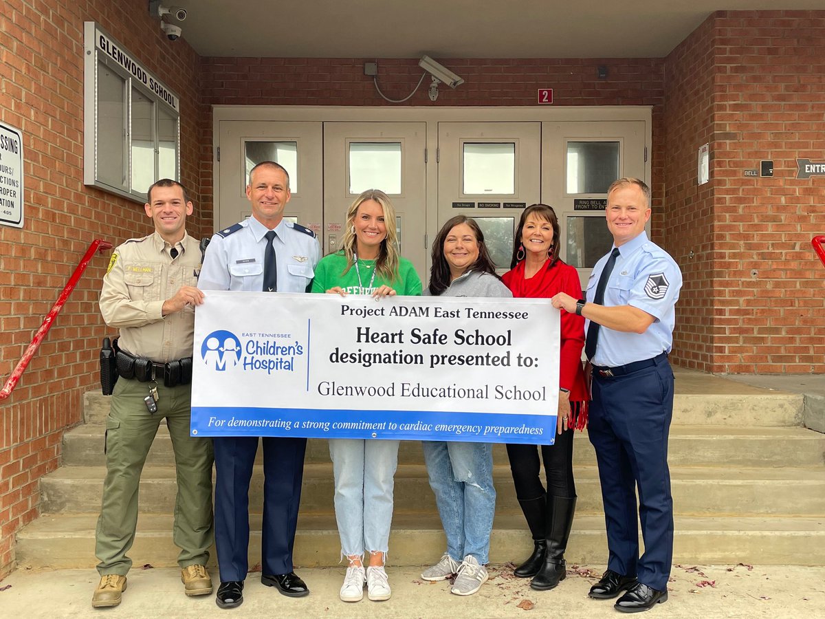 Glenwood Educational Center (@centerglenwood) on Twitter photo The Glenwood Educational Center has been designated as a Heart Safe School through East Tennessee Project Adam at East Tennessee Children’s Hospital. Congrats to our AED team, and our entire faculty and staff!
<a href="/EastTNChildrens/">East Tennessee Children's Hospital</a> <a href="/GreeneCoSch/">Greene Co TN Schools</a> The Glenwood Educational Center has been designated as a Heart Safe School through East Tennessee Project Adam at East Tennessee Children’s Hospital. Congrats to our AED team, and our entire faculty and staff!
<a href="/EastTNChildrens/">East Tennessee Children's Hospital</a> <a href="/GreeneCoSch/">Greene Co TN Schools</a>