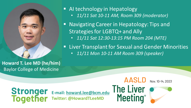 Honored to be the speaker/moderator of these🔥sessions at #TLM23 Also proud to be part of the @GCholankeril @bcm_gihep research team. We have 6 abstracts accepted this year, including one distinguished poster 🏆 Thank you @AASLDtweets for the opportunity🙏 #LiverTwitter