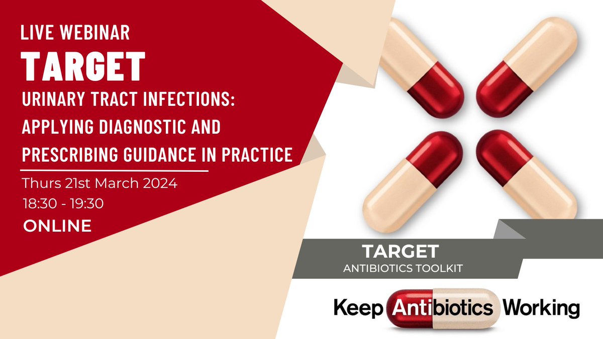 TARGETantibiotics (@targetabx) on Twitter photo TARGET and <a href="/RCGP/">Royal College of General Practitioners</a> are hosting a webinar on best practice for diagnosing and prescribing for #UTIs
There are limited spaces available so make sure that you are signed up early!
Sign up: bitly.ws/ZyVX
#WAAW2023
<a href="/avrilbiotic/">Avril Tucker</a> <a href="/LeighSanyaolu/">Leigh Sanyaolu</a> TARGET and <a href="/RCGP/">Royal College of General Practitioners</a> are hosting a webinar on best practice for diagnosing and prescribing for #UTIs
There are limited spaces available so make sure that you are signed up early!
Sign up: bitly.ws/ZyVX
#WAAW2023
<a href="/avrilbiotic/">Avril Tucker</a> <a href="/LeighSanyaolu/">Leigh Sanyaolu</a>