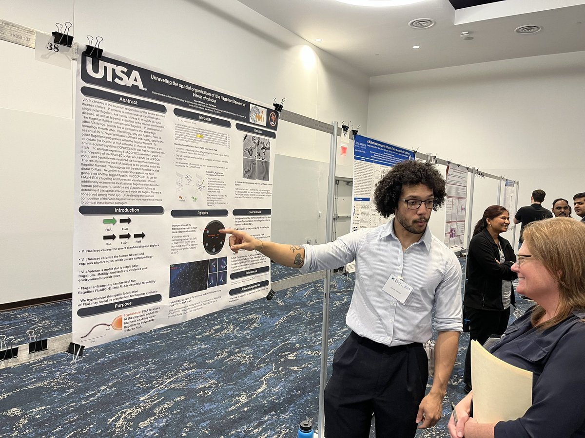 realKarlKlose's tweet photo. Students in my lab Nikhil, Isha, Carlos, Venus, presenting their posters at the San Antonio Vaccine Development conference, congratulations to Isha who won best poster award! @UTSA @UTSAmmi #stceid https://t.co/vKaqGxfK6Z