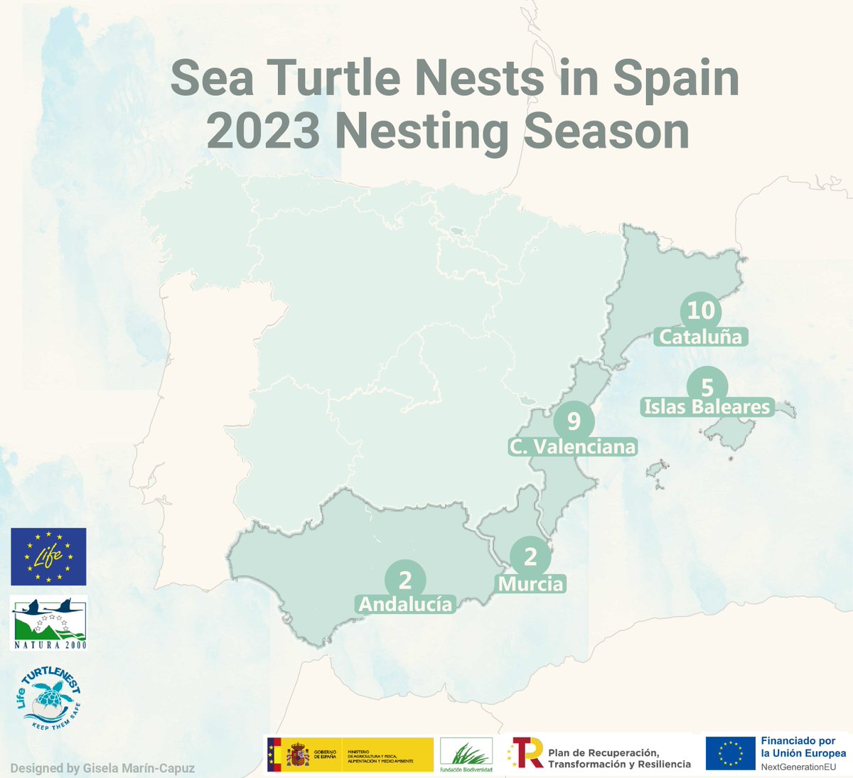⚠️A record year⚠️
28 loggerhead #seaturtle 🐢nests on the Spanish coast.
We are monitoring these events through the projects #InGeNi-Caretta of the <a href="/FBiodiversidad/">Fundación Biodiversidad</a> and <a href="/LifeTurtlenest/">Life_Turtlenest</a>

<a href="/P_Recuperacion/">Plan de Recuperación</a>
#PRTRProjects #RecoveryPlan #NextGenerationEU #lifeprogramme #lifeproject