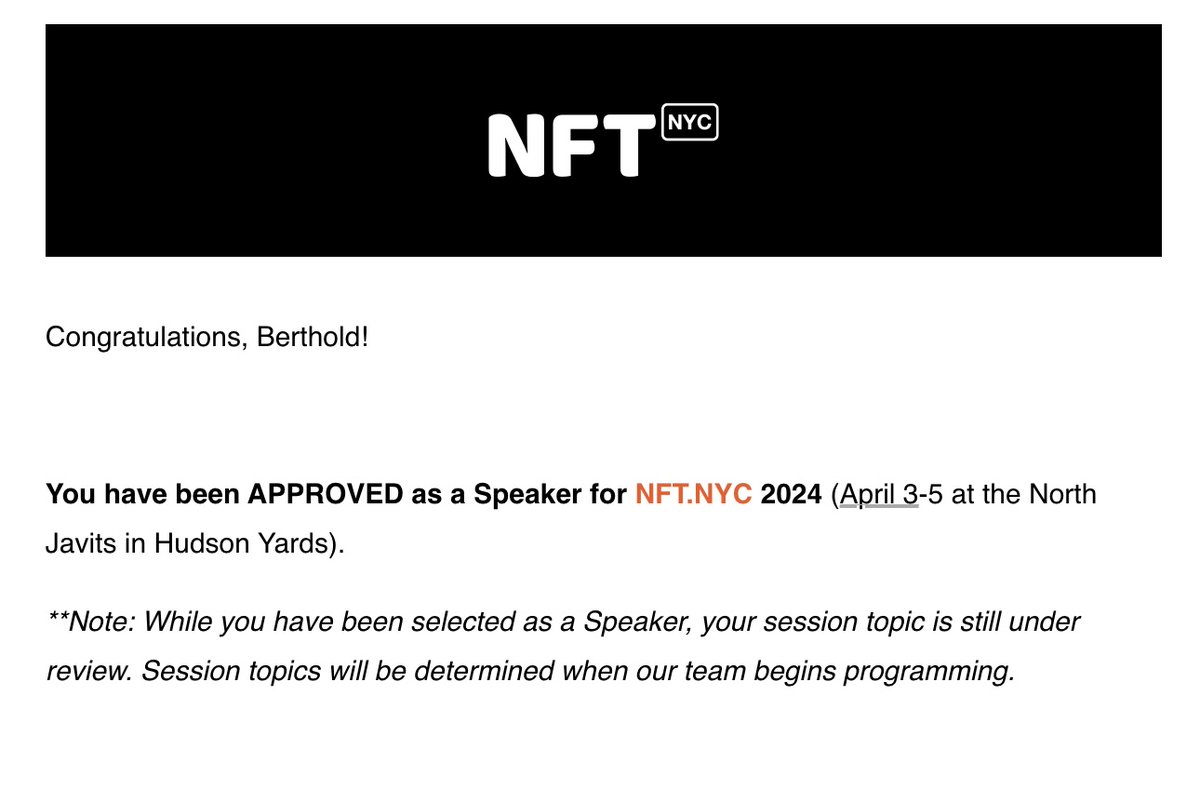🚨 Looking forward to be a speaker at @NFT_NYC Which of you will I meet there?
