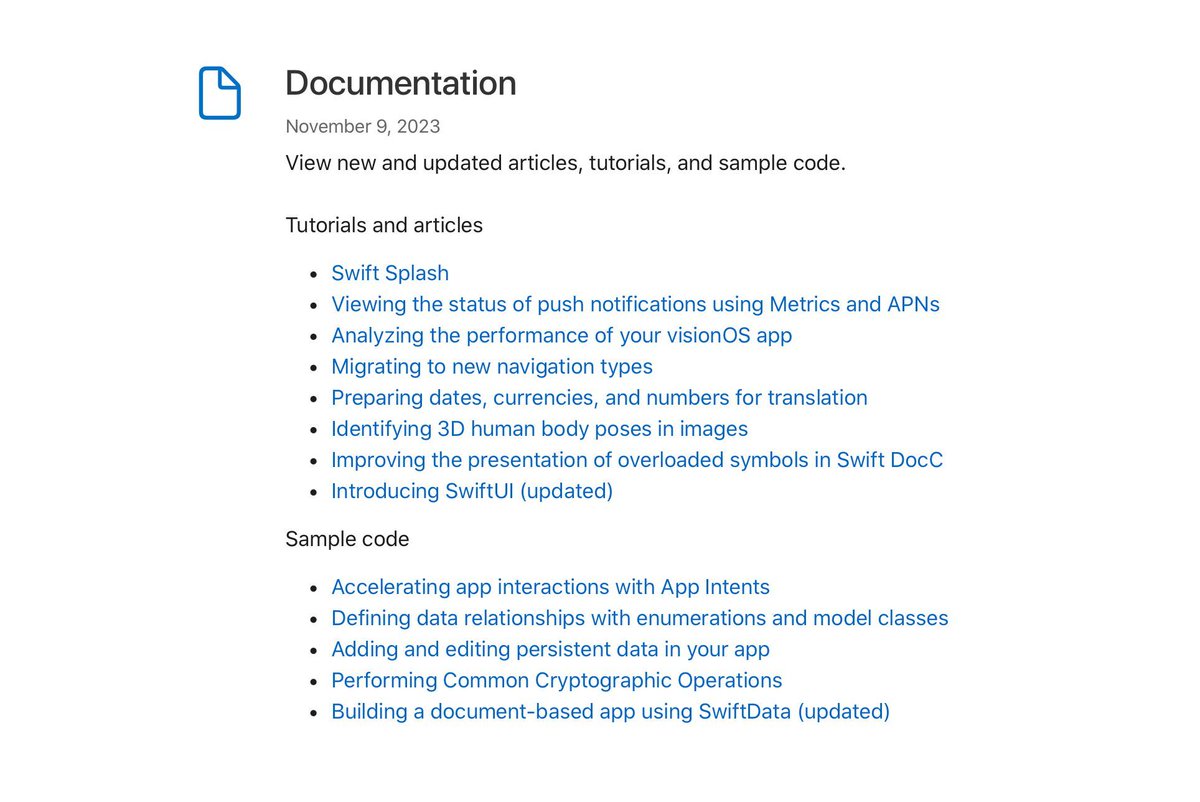 Easy to miss, but impossible to ignore as an iOS developer: Apple publishes site updates frequently, and it pays to check it weekly. New tutorials, doc updates and more: developer.apple.com/news/site-upda…