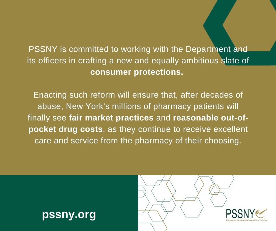 Read on for PSSNY's statement regarding the NYS Dept. of Financial Services' decision to withdraw the proposed PBM regulations.