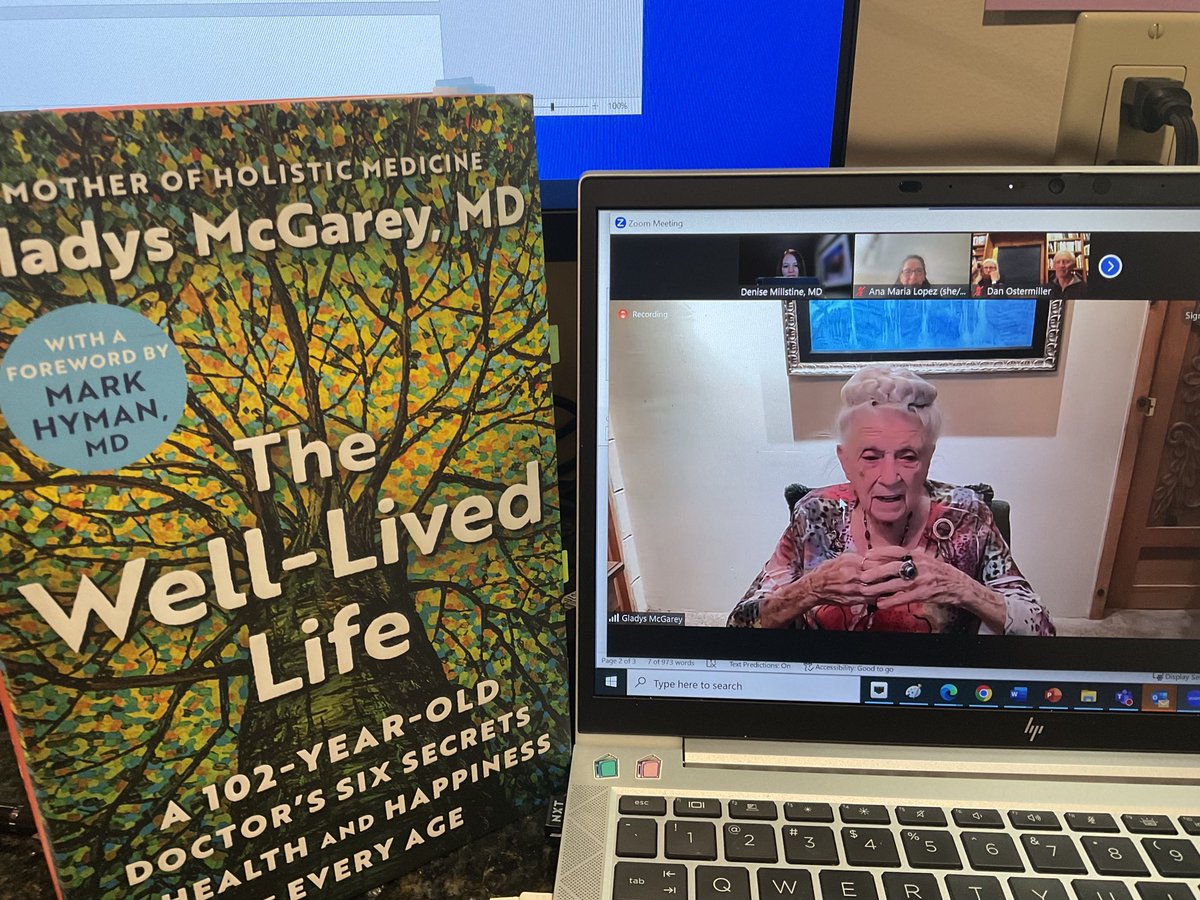 Last night, ⁦@AzCIM⁩ book club was honored to host ⁦@DrGladysMcGarey⁩ who shared wisdom & discussed #thewell-livedlife ⁦@DrMaizes⁩ #integrativemedicine #read2heal #read2grow