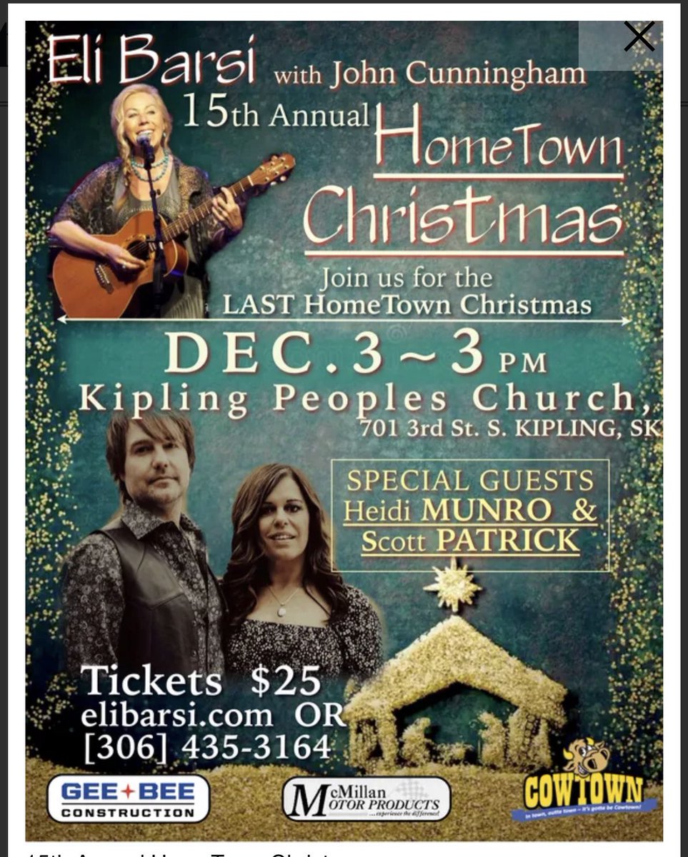 Looking forward to this show!!! Almost sold out. Tickets available here - elibarsi.com/hometown-chris…