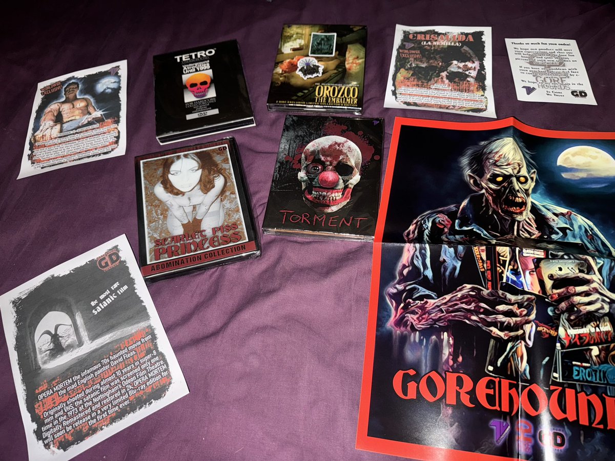 jasonimpey's tweet photo. Goodie package from Tetro Video - some exciting news coming on the horizon #tetrovideo #extremefilms #undergroundcinema #indiefilm #torment #horror #shockumentary #snuff #scarletpissprincess #ilovesnuff #dvds #bluray #orozcotheembalmer #junkfilms #thewasteland https://t.co/dVaTYQ7Pyt
