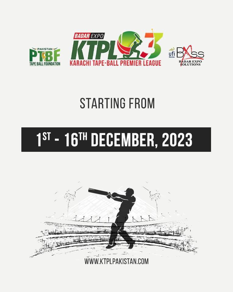 KTPL Season 3 starting from December 1st with exciting and thrilling matches, Karachi be ready. @KtplPakistan @BadarExpoSol #Karachi #KTPL3