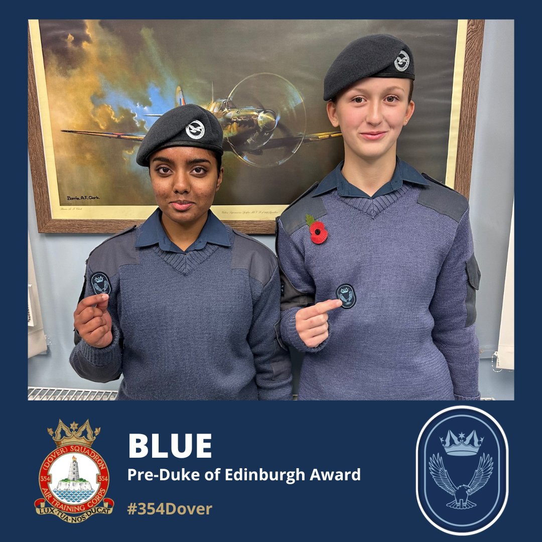 Congratulations go to another 2 cadets who have achieved their Pre-Duke of Edinburgh Blue Award.

This is split into 4 sections; Volunteering, Skill, Physical and Expedition. We look forward to seeing you progress on your DofE journey #354dover #getinvolved #dukeofedinburghaward