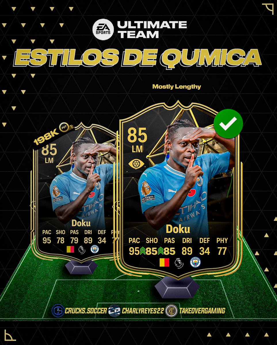 TKO_GamingClub's tweet photo. ESTILOS DE QUÍMICA ♻️

Tras salir el equipo de la semana 8 os compartimos los mejores estilos de química para cada jugador destacado:

- DEMBÉLÉ 🇫🇷
- GRIMALDO 🇪🇦
- UPAMECANO 🇨🇵
- DOKU 🇧🇪

💼 Trabajo realizado por @CrucksSoccer y @charlyr7799

♥️ + 🔄

#EAFC24 #TOTW8 #UT https://t.co/C4Jb2XhZXb
