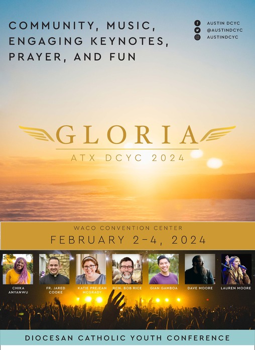 Here's your lineup of speakers and musicians 🙌

🎤 Chika Anyanwu
🎤 Fr. Jared Cooke
🎤 Katie Prejean McGrady
🎤 Dcn. Bob Rice
🎤 Gian Gamboa
🎼 Dave Moore
🎼 Lauren Moore

We can't wait to see you at DCYC 2024: GLORIA!!!