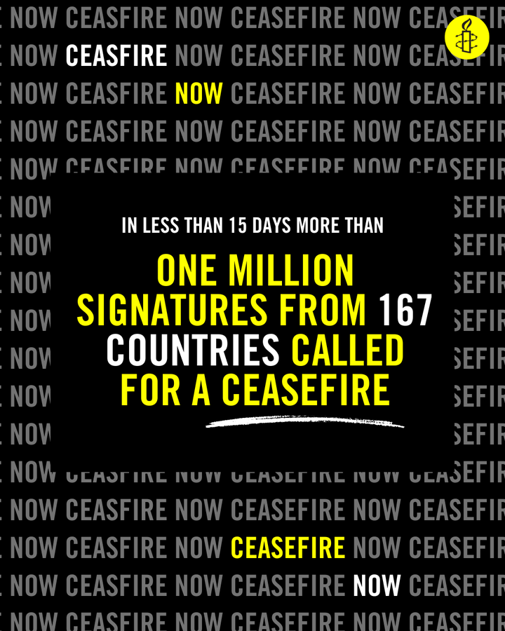 ErikaGuevaraR's tweet photo. #Gaza #Israel 

The Intl community has failed to act in the face of staggering levels of civilian bloodshed, destruction &amp; unimaginable human suffering. This failure is a shameful stain on humanity.

At @amnesty we reiterate our call for #CeasefireNOW 

ℹ️ https://t.co/6B6fOonGtL https://t.co/fd3p0vtUbI