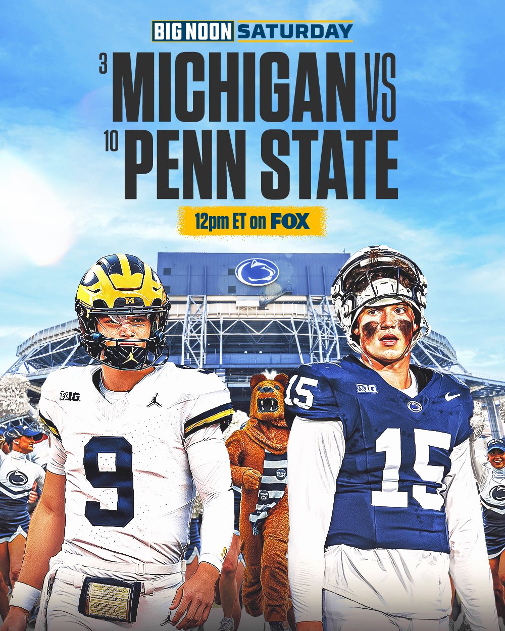 FOX College Football on X: Counting down the minutes 'til @bnkonfox 🤩⏳  Who are you rolling with- @UMichFootball or @PennStateFball? 🍿  https://t.co/VafcWXV663 / X