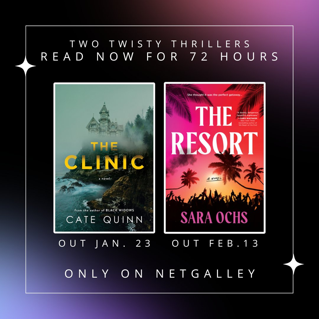 Hey <a href="/NetGalley/">NetGalley</a> readers, looking for something to do this weekend? 

Why not have a back-to-back read of #TheResort and #TheClinic, the amazing new thriller by <a href="/CathWritesStuff/">Cate Quinn Author</a>?!

<a href="/sbkslandmark/">Bookmarked for Book Clubs</a>