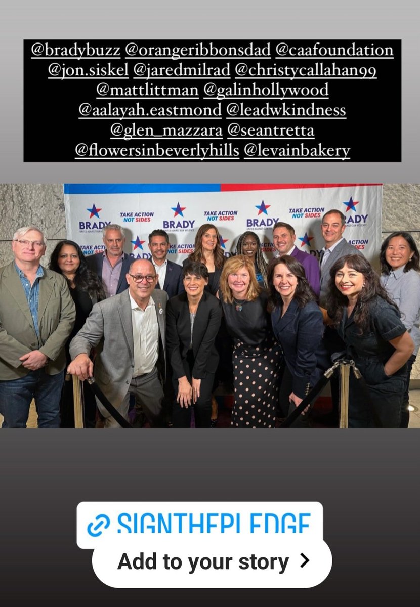 What a powerful night last night in Los Angeles with my friends at @bradybuzz and @caafoundation to highlight Brady's #ShowGunSafety campaign and to preview the powerful documentary Memorial from @SiskelJacobs.  Thank you @JillLeiderman for bringing this magic together.