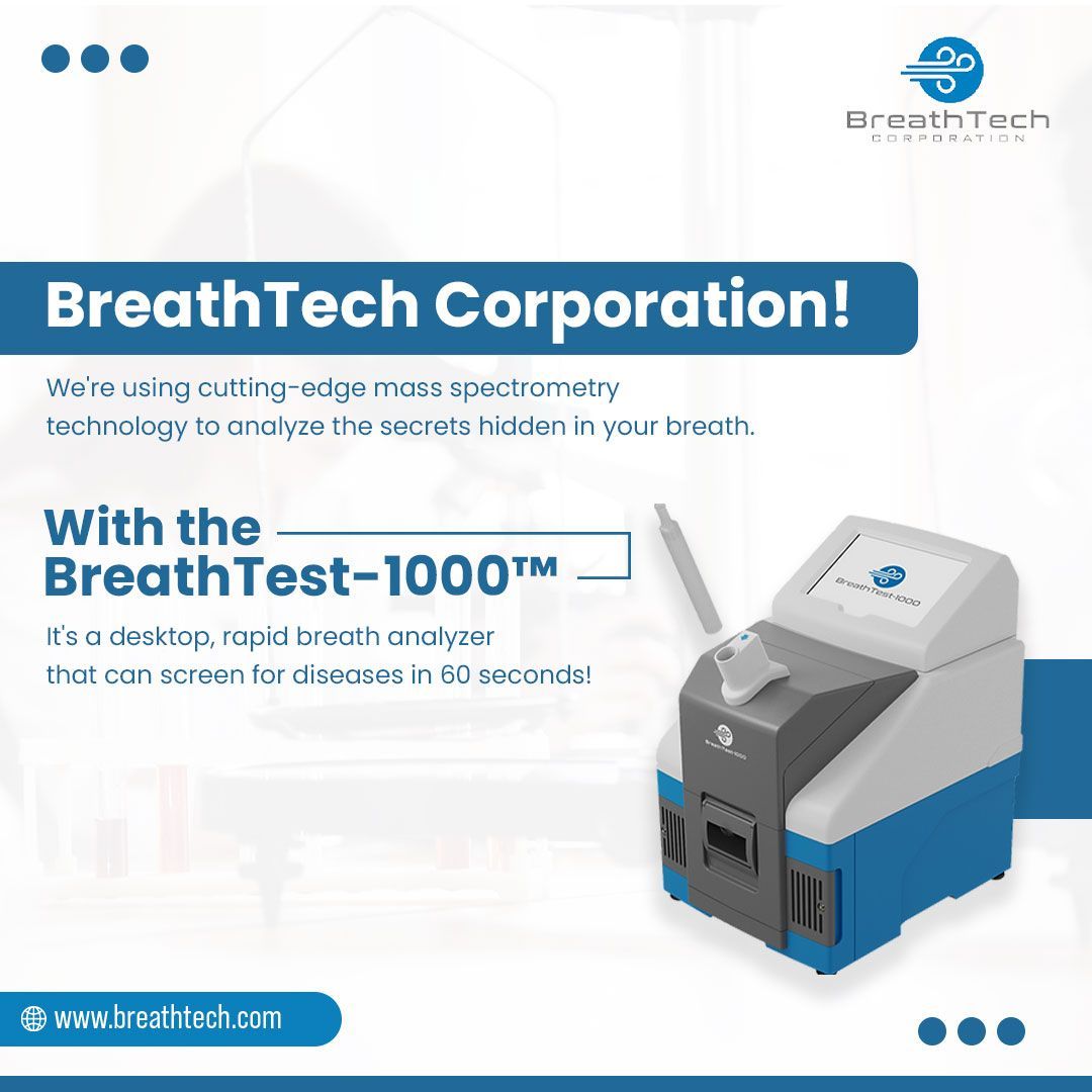 breathtech_corp's tweet image. Discover the future of health assessment with BreathTech Corporation: your breath, your health, your tomorrow. 

#BreathTech #breathtesting #healthcare #healthtechnology #healthtech