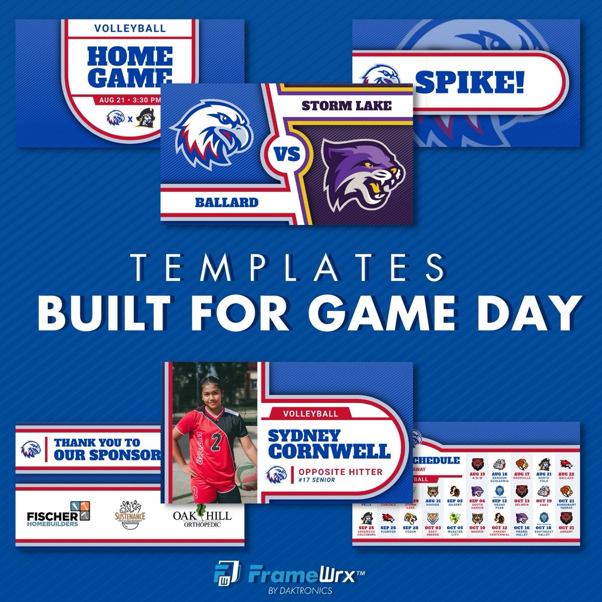 Daktronics's tweet image. Style 4 in #FrameWrx is a game-changer for your high school's game-day graphics! Elevate your video board content with its sleek and modern design, ensuring your visuals are as dynamic as the action on the court or field. #DynamicContent #DakSchools