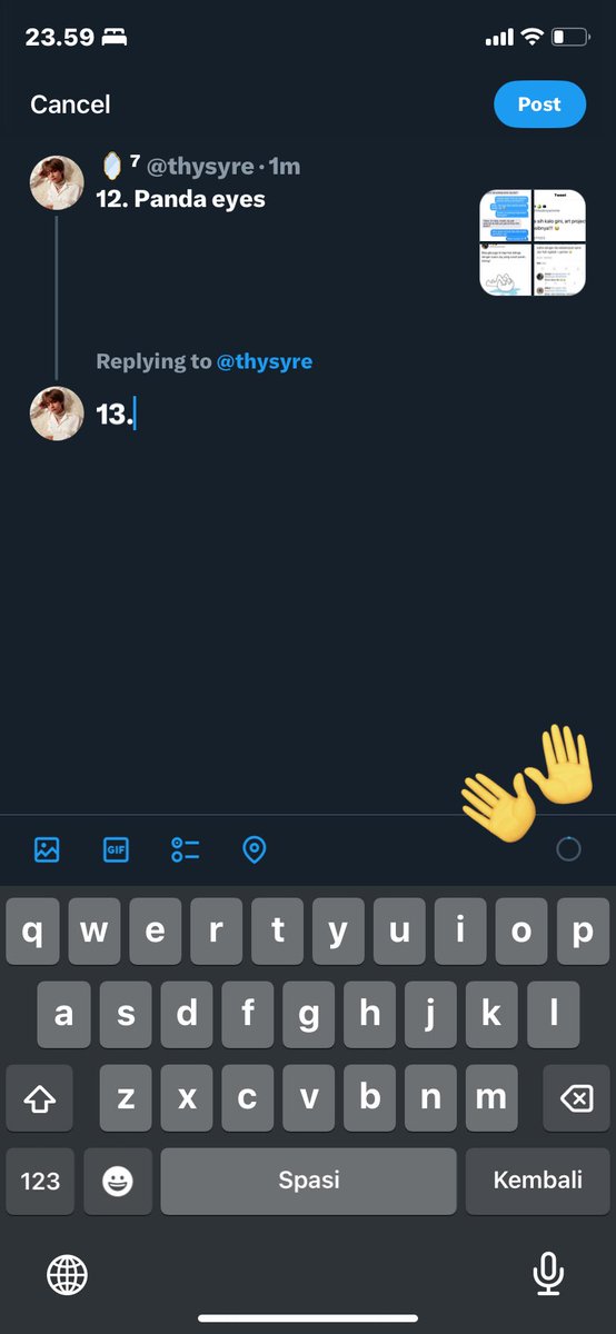 thysyre's tweet image. Aku baru notice kalo sekarang twitter bisa multiple post kalo awal bikin thread aja.

Kalo threadnya udah di post, gak bisa multiple lagi, jadi kalo mau post update harus satu-satu dong 😭✋🏻 

Contohnya kaya di bawah: