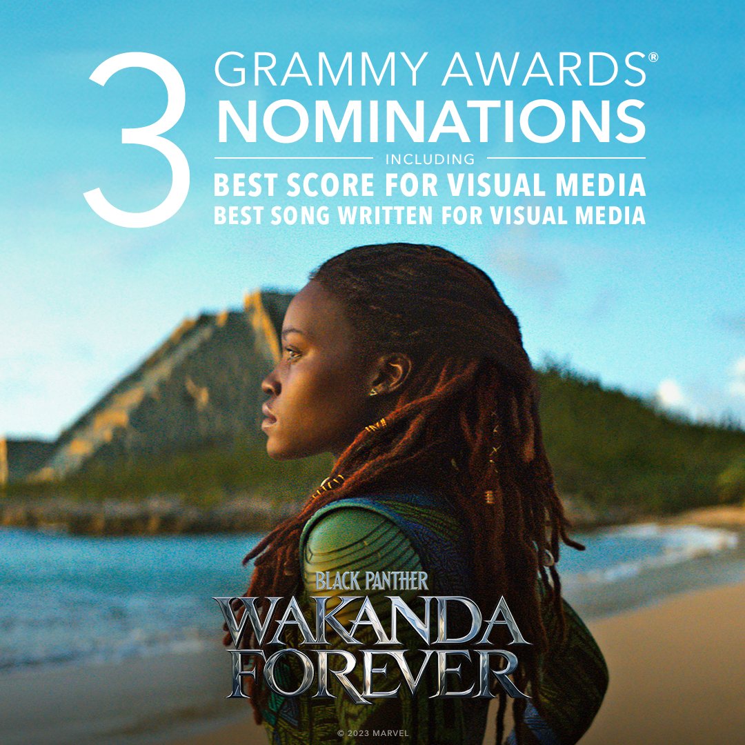 Congratulations to Black Panther: #WakandaForever for their 3 Grammy nominations! #GRAMMYs
