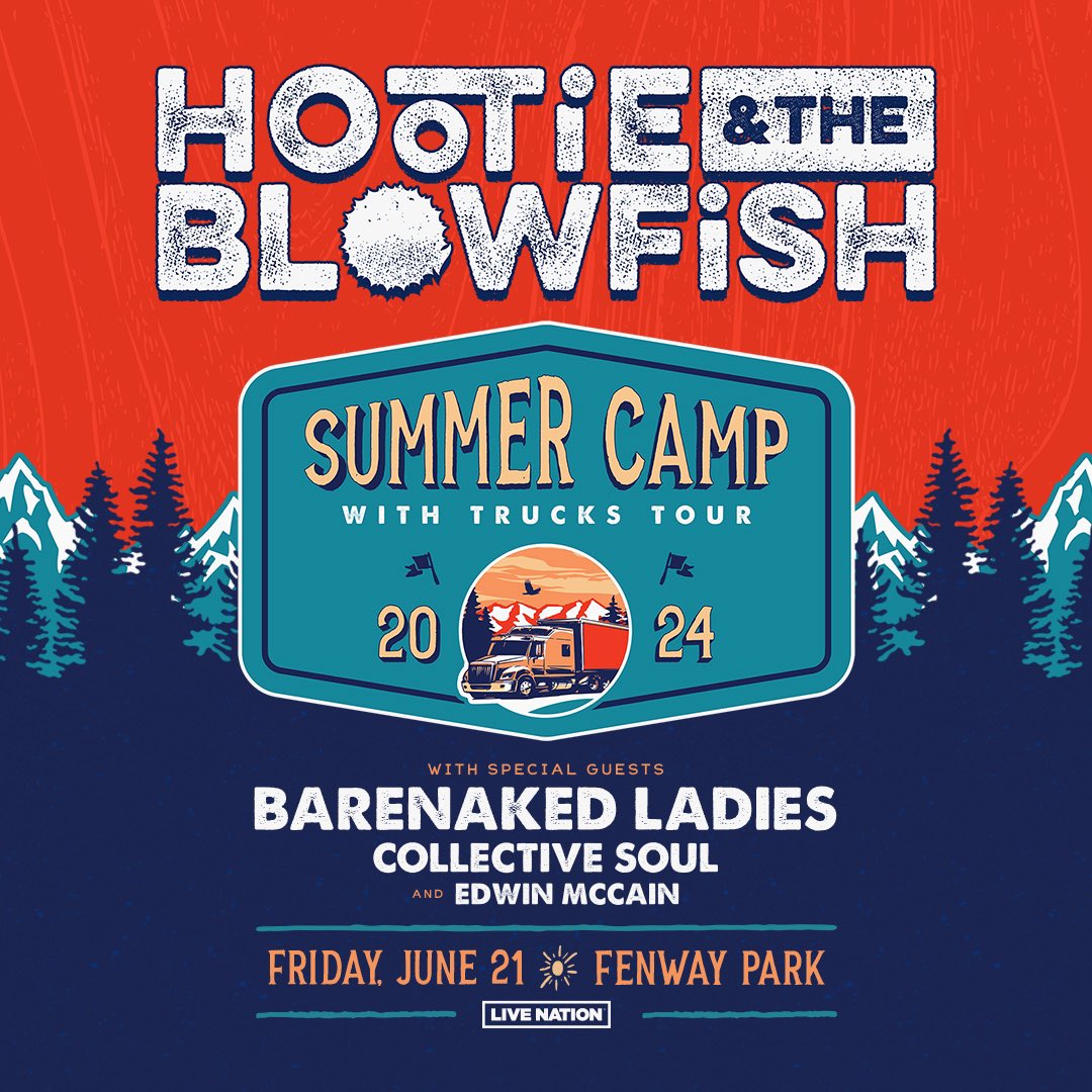 Don’t miss Hootie & the Blowfish on the Summer Camp with Trucks Tour at Fenway Park on June 21st with special guests Collective Soul and Edwin McCain. Get tickets now: redsox.com/hootie