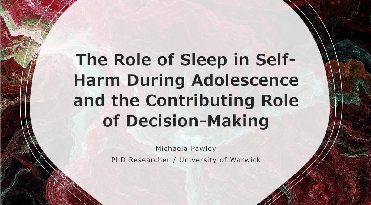 MichaelaPawley's tweet photo. Was an honour to speak at the 2023 European Insomnia Network meeting this morning to share the results from my first study investigating the associations between sleep and self-harm during adolescence. Some other great talks given by fellow sleep enthusiasts! #ein @ESRS_Sleep https://t.co/9XtOwHs0Uk