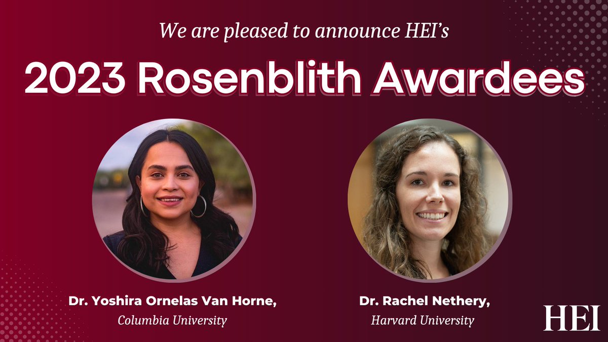 HEIresearch's tweet photo. HEI is pleased to announce the recipients of the 2023 Walter A. Rosenblith New Investigator Award.

Congratulations to Dr. Yoshira Ornelas Van Horne, @yoshi_ra, @ColumbiaMSPH and Dr. Rachel Nethery, @HarvardChanSPH!

Learn more: https://t.co/nbbM8TEQWC https://t.co/2o6nigyCHF