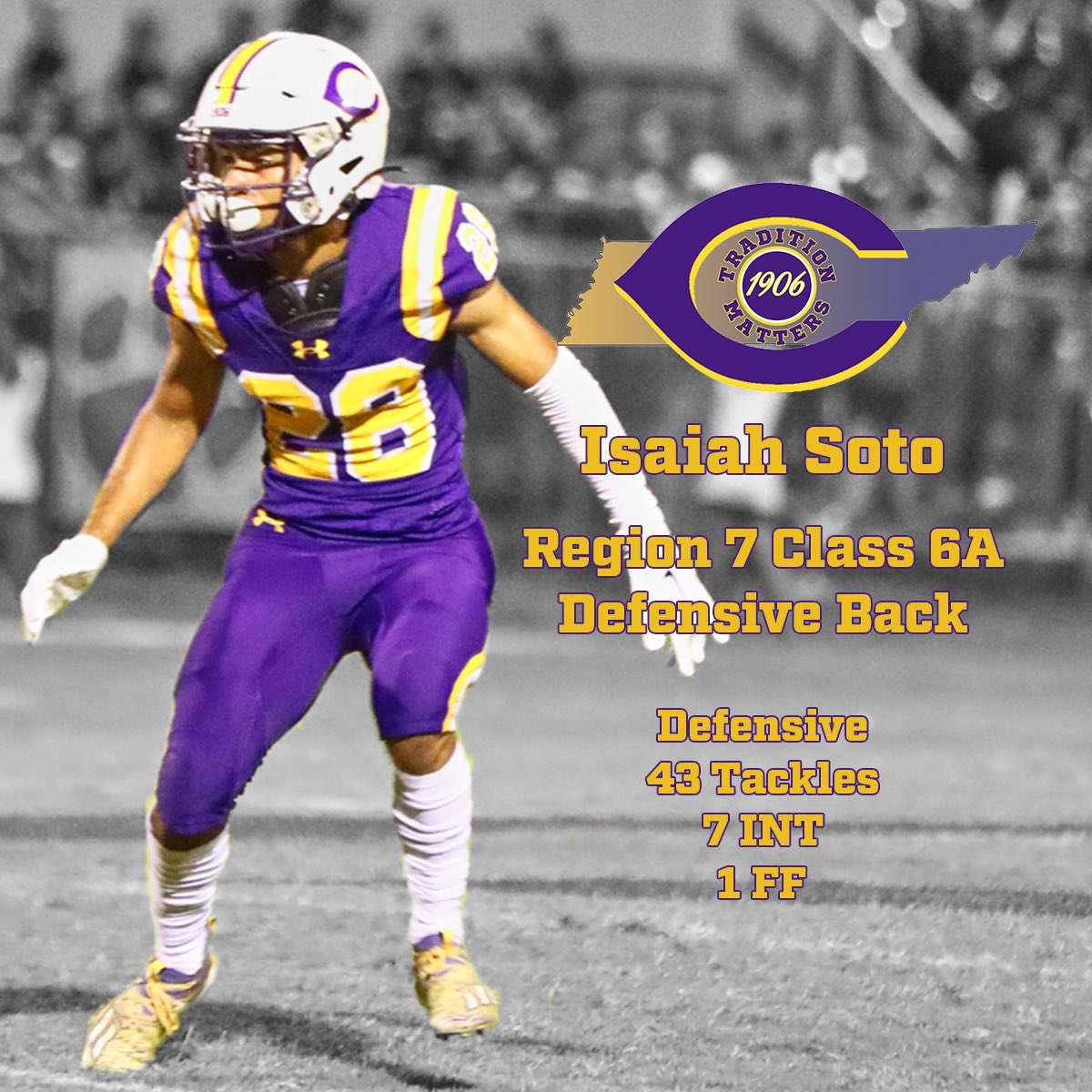 Congratulations to <a href="/isaiahsoto05/">isaiah soto</a> on being named Region 7, Class 6A All-Region! Soto’s 7 interceptions this season tied a program best in a single season! #WildcatsVsEverybody