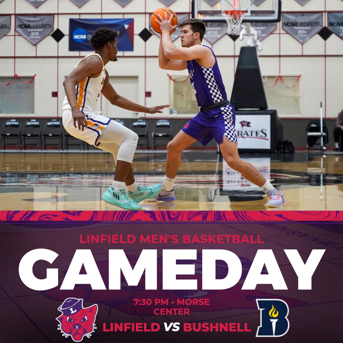linfieldmbb's tweet photo. It’s Game day! The Wildcats travel to Morse Center for a nonconference matchup against Bushnell🏀🟣

⏰: 7:30pm
📍: Eugene, Ore.
📊/📺: https://t.co/rxppy5ANHd

#RollCats | #d3hoops https://t.co/xT66rq8Rms