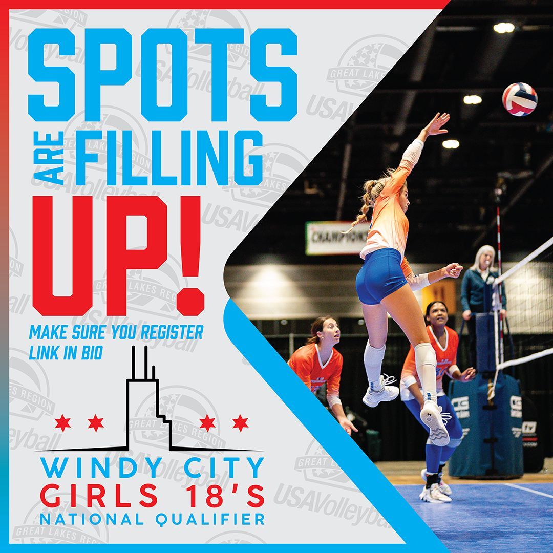 GreatLakesVB's tweet photo. Spots are filling up for our Windy City Girls 18's National Qualifier. Link is in our bio to register. See you there!! π
#glrvb #greatlakesvolleyball #WC18NQ #volleyball https://t.co/ZXPogWMnno
