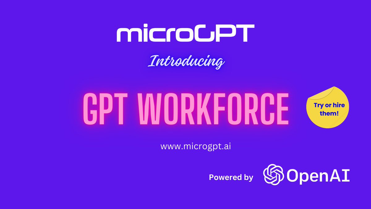 microgptai's tweet image. The modern Workforce: AI GPTs: Revolutionize enterprises and SMBs with GPT-driven innovations: Boost productivity, streamline processes, cut costs, and accelerate revenue growth. Ready to serve 24x7x365. Try and Hire visit -&amp;gt;  microgpt.ai   @OpenAI @microgptai @sama…