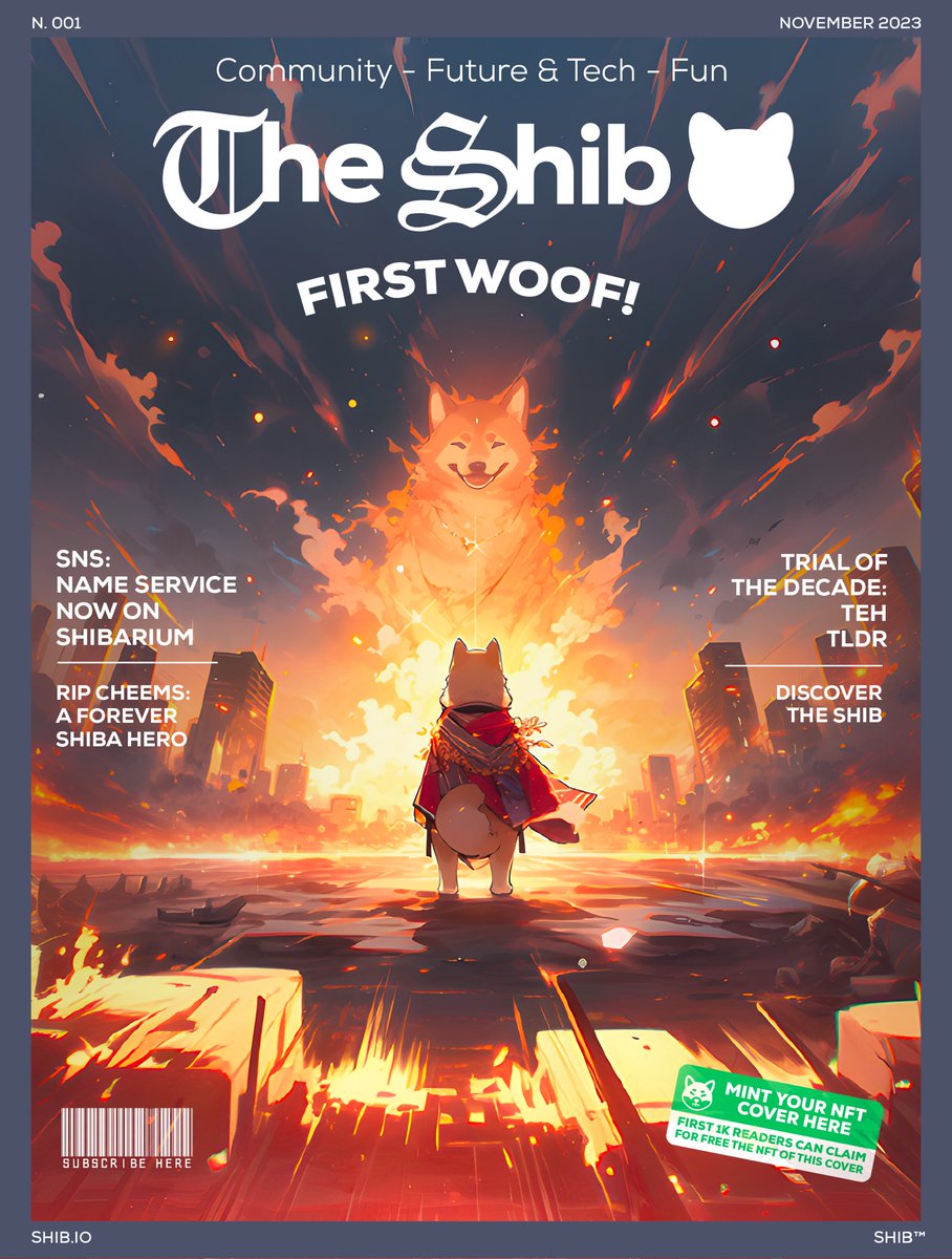 I’m proud to present the 1st edition of THE SHIB that I helped to write 👀

news.shib.io/article/654970…

Subscribers can mint the cover for free(mint+gas) . 
1st one minted out in 24hours.
Number 2 is going to be even better 🚀

#ShibaArmy Are you ready ? 

#shib #theshib