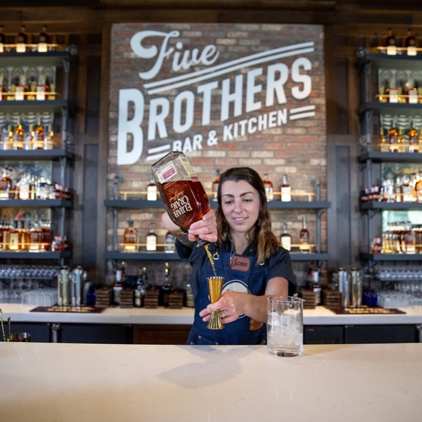 When you visit the Five Brothers Bar at the Heaven Hill Bourbon Experience, you can sip craft cocktails or experience a Bourbon tasting while relaxing in the upscale bar or outdoor patio.