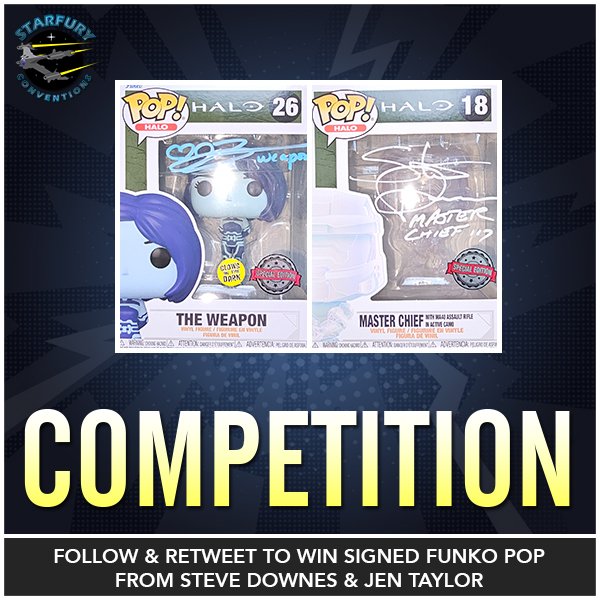 It's #competition time, with an exciting prize for all gamers! We are giving away two @OriginalFunko from #Halo signed by the games leading voice cast, Steve Downes, and Jen Taylor! For a chance to win, simply follow us and retweet with post! Good luck!