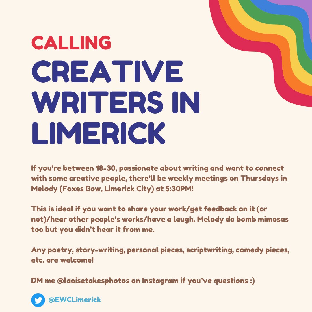EWCLimerick's tweet image. Finally got a location and it’s the lovely Melody on Foxes Bow! See you Thursdays at 5:30PM. Send a message if you’ve any questions ⭐️