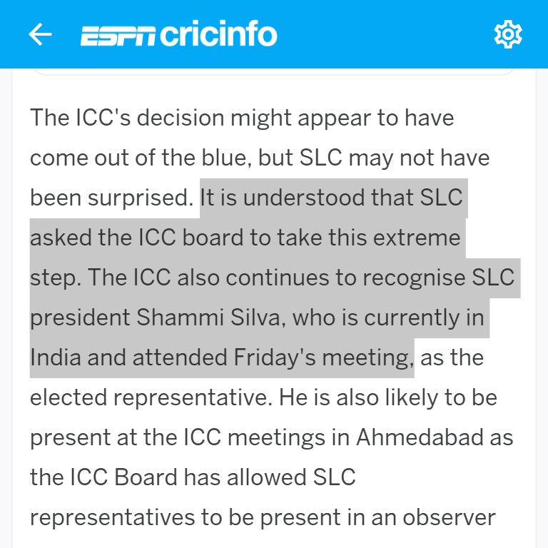 numberslka's tweet photo. It seems like the current  @officialSLC President, Shammi Silva, basically asked the @ICC to suspend Sri Lanka Cricket basically to save his own skin. Should these people continue to run #SriLankaCricket? https://t.co/8Sd1MYPhHN
