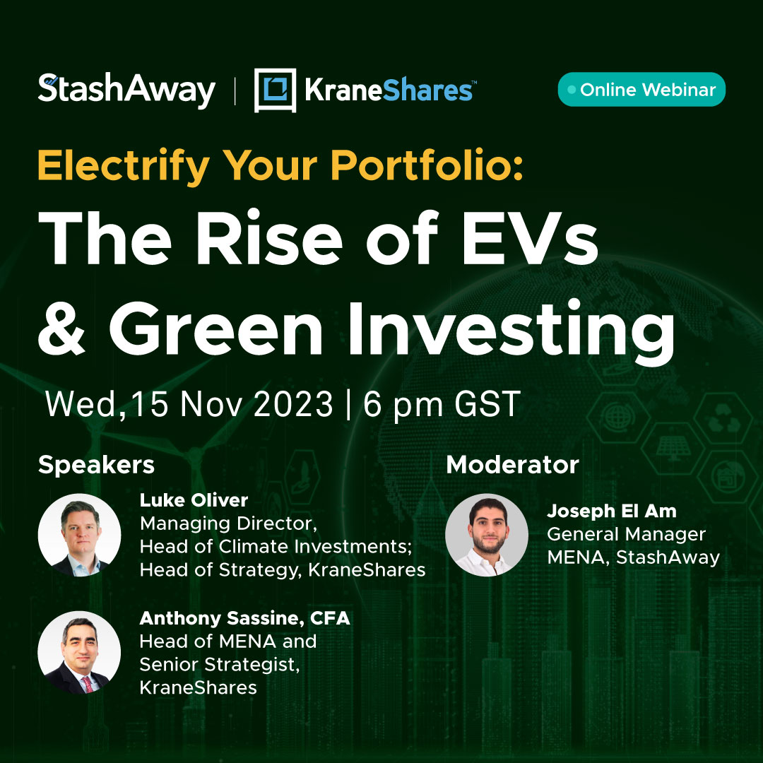 Join @StashAway_SG's Joseph El Am & @KraneShares' @LukeAOliver and @ASassine_CFA for Electrify Your Portfolio: The Rise of EVs and Green Investing discussing the potential opportunities in these evolving market sectors. Register: bit.ly/3smAKey $KRBN $KARS