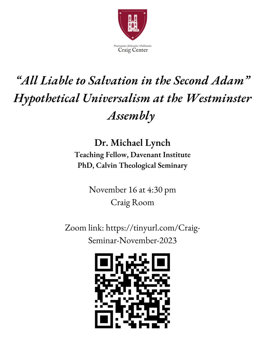 Join us next Thursday at 4:30 pm EST, either on campus or on Zoom, for our next Craig Seminar!