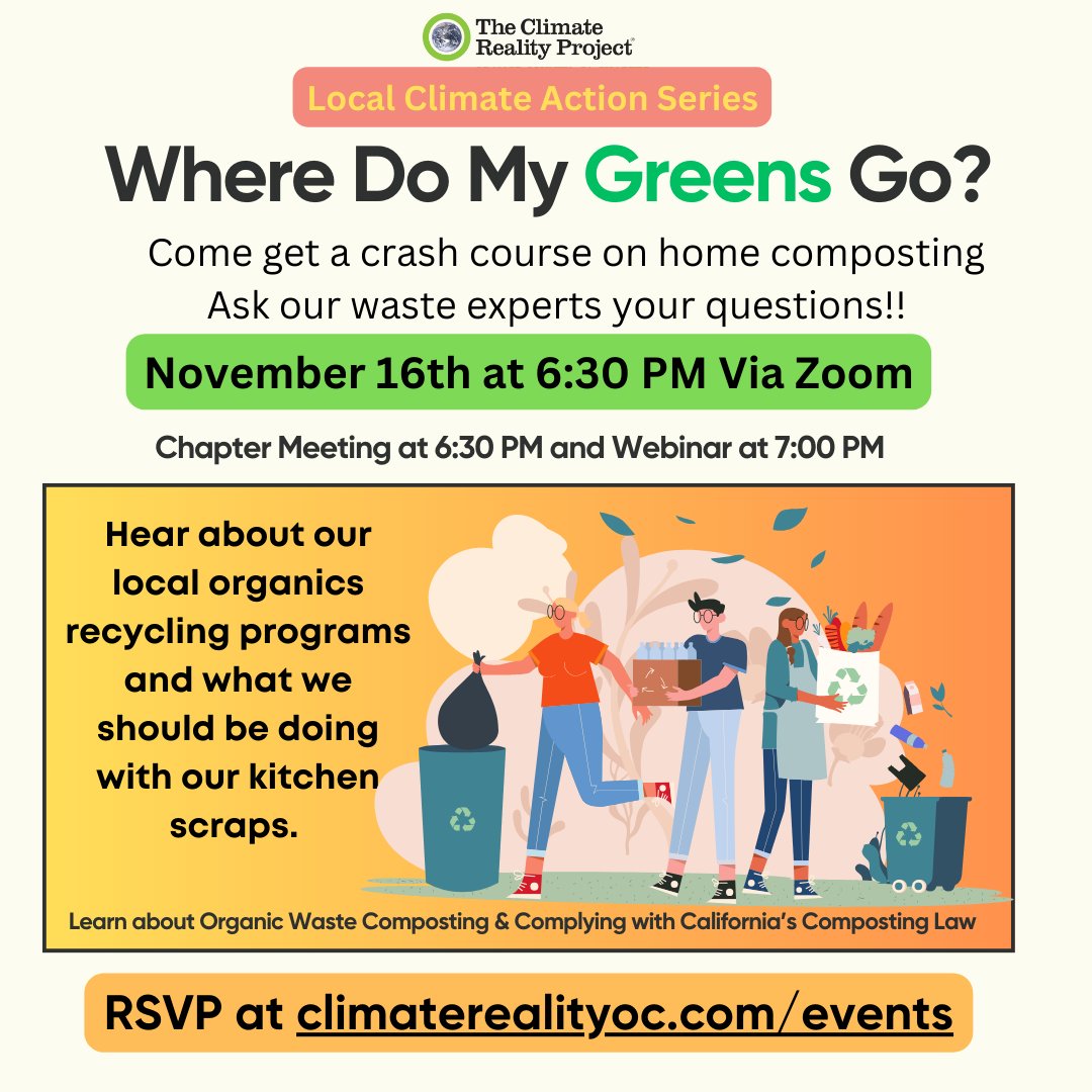 Climate Reality Project: Orange County, CA (@climateoc) on Twitter photo Want to learn about #organicwaste #composting & #recycling in #California & #orangecounty? Free webinar! Hear from waste haulers, learn about compliance efforts & reducing food waste. RSVP climaterealityoc.com/events <a href="/SFValleyClimate/">Climate Reality San Fernando Valley, CA</a> <a href="/SCCAZeroWaste/">Sierra Club CA Zero Waste Committee</a> #ActOnClimate #zerowaste <a href="/EcoNowCA/">eco now, california</a> Want to learn about #organicwaste #composting & #recycling in #California & #orangecounty? Free webinar! Hear from waste haulers, learn about compliance efforts & reducing food waste. RSVP climaterealityoc.com/events <a href="/SFValleyClimate/">Climate Reality San Fernando Valley, CA</a> <a href="/SCCAZeroWaste/">Sierra Club CA Zero Waste Committee</a> #ActOnClimate #zerowaste <a href="/EcoNowCA/">eco now, california</a>