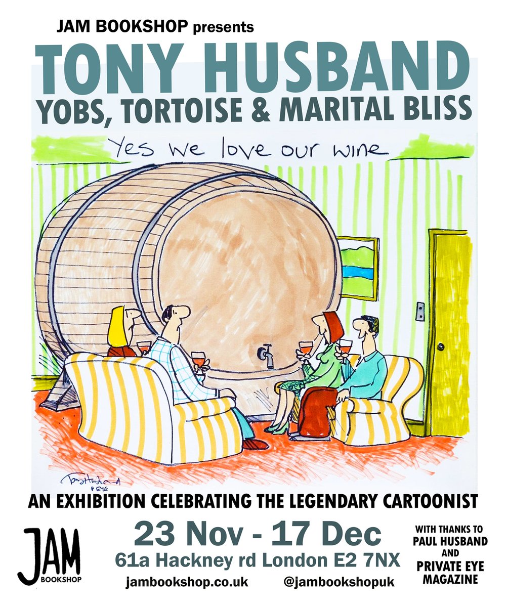 A few weeks a go a legendary cartoonist suddenly passed away. Tony Husband was a giant of cartoons &, with the kind help of his son @PaulHusband_ & @PrivateEyeNews I'm holding an exhibition of lots of his classic gags in Jam. This show is my way of helping to celebrate Tony