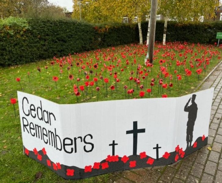 For Remembrance Day, every child created a poppy from a plastic bottle and have planted it in remembrance.

This has created a rather impressive array of poppies in the entrance to our school and the children loved creating them.

#WeAreCedar #WeAreTSAT #RemembranceDay